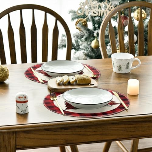 Artoid Mode Watercolor Red and Black Buffalo Plaid Christmas Trees Merry Xmas - Image 4