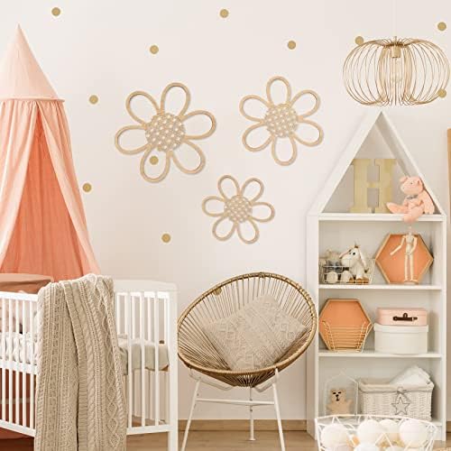 Maitys 3 Pcs Boho Wood Daisy Flower Wall Decor - Image 4