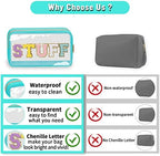 Chenille Letter Clear Makeup Bags Stuff Pouch, Preppy Patch Makeup Bag - Image 5