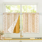 ASPMIZ Linen Kitchen Curtains Double Layer Kitchen Window Curtains 24 Inch by ASPMIZ