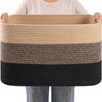 Large Laundry Basket/Hamper, Jute/Black by Hobasket
