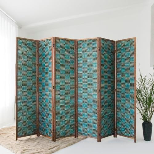 6 Panel Bamboo Room Divider, 5.6 ft Tall Double-Sided Folding Privacy Screen - Image 2