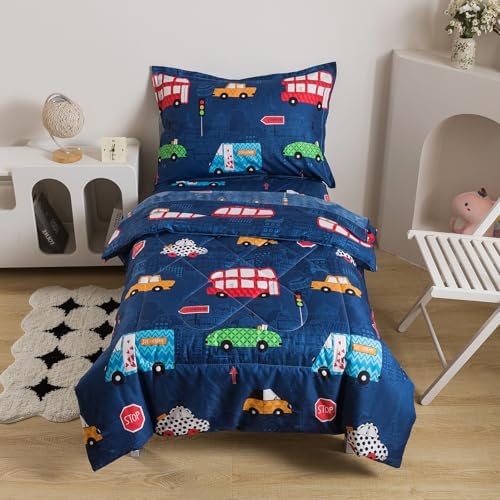 Caressma Navy Toddler Bedding Set, 4 Pieces Boys Comforter by Caressma