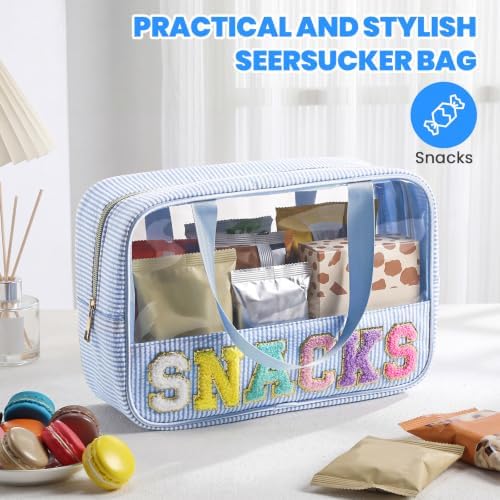 Sanwuta Seersucker Snacks Bag Chenille Letter Clear Makeup Bag - Image 4