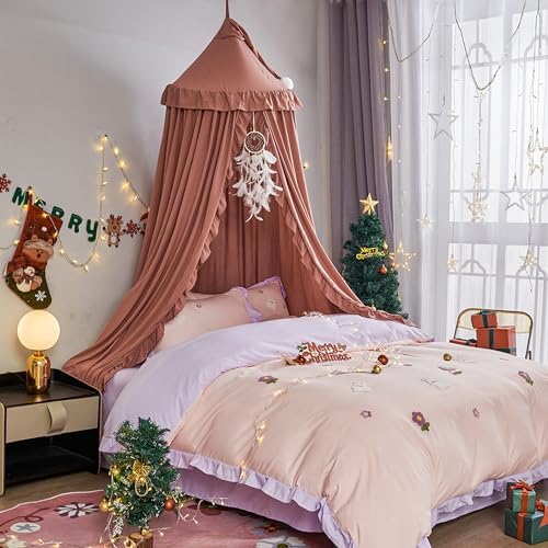 VETHIN Bed Canopy for Girls, Princess Round Dome Dreamy Mosquito Net Bedding - Image 2
