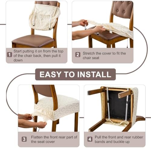 Genina Waterproof Chair Covers Set of 4, Dining Chair Cover - Image 6