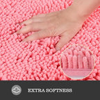 Yeaban Chenille Pink Bathroom Runner Rug 17"x47" - Image 2