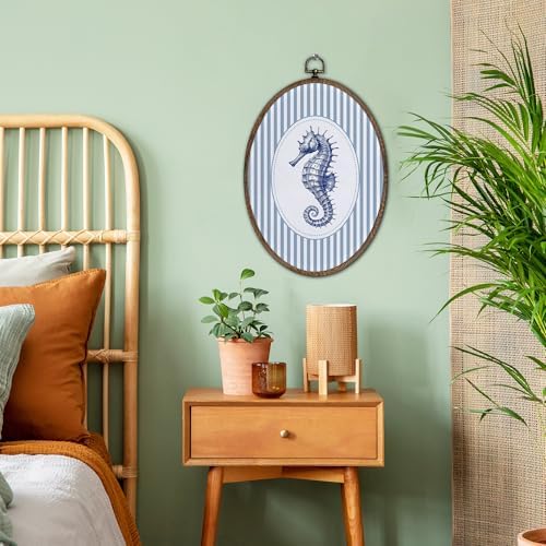 FLAWAFLOMA Vintage Nautical Nursery Oval Wall Art Decor, Kids Room Canvas Wall - Image 3