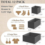Simple Houseware Foldable Drawer Organizer Bin, Dark Gray - Image 2