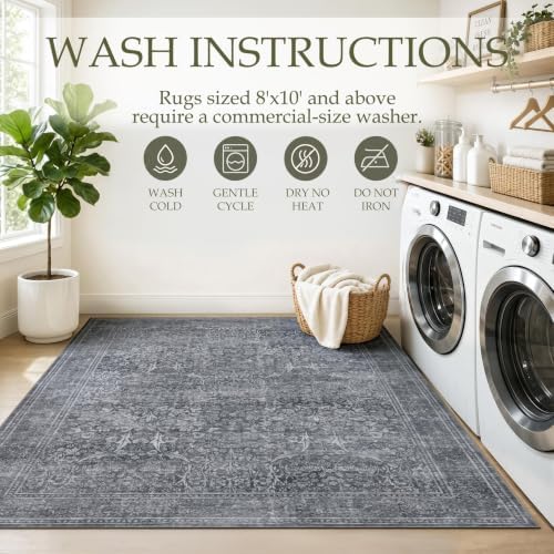 JOLLYVOGUE 6x9 Area Rugs for Living Room, Vintage Washable Rug - Image 7