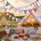 G2PLUS 10.8Ft Cotton Triangle Bunting Banner – 12pcs Multicolor Floral Fabric - Image 5