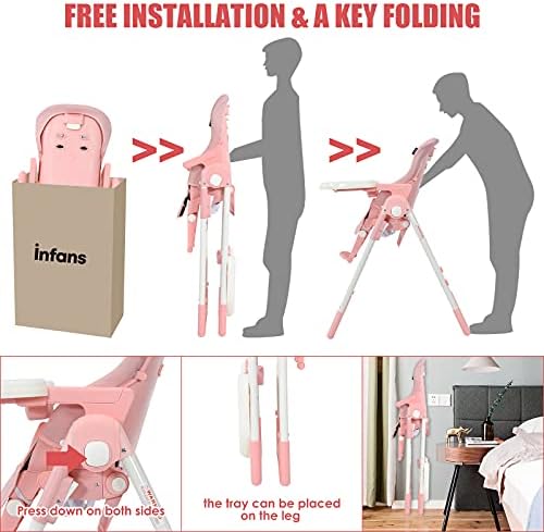 INFANS 4 in 1 High Chair–Booster Seat, Convertible Highchair w/Adjustable - Image 6