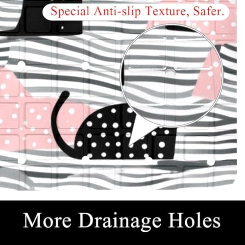 Bathtub Mat Non Slip 26.8x15.1 Inch, Polka Dot Cats Shower Mat - Image 2