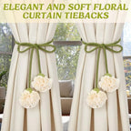 Tegeme 4 Pcs Curtain Tiebacks Flower Curtain Holdbacks Boho Floral Drapery - Image 3