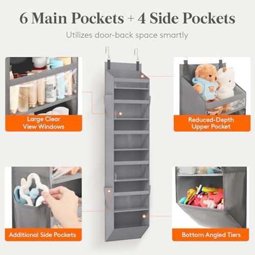 Lifewit 1 Pack Over the Door Organizer, 6 Section Hanging Storage - Image 3