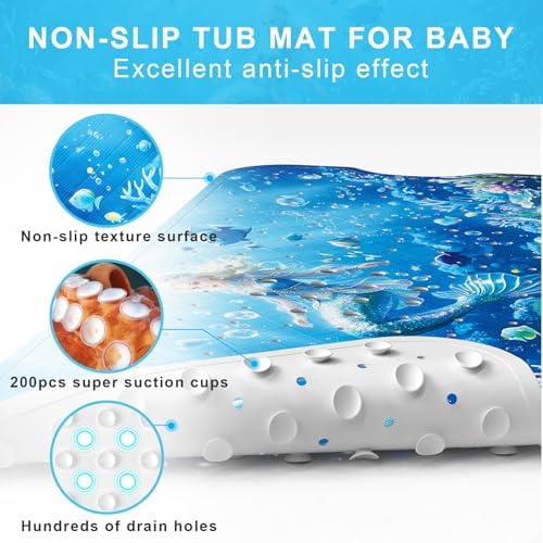Bath Mat for Tub Non Slip Kids Bathtub Mat 40x16 Baby Bath Mat - Image 3