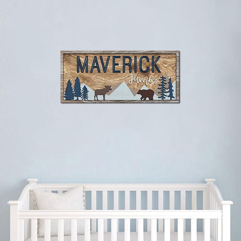 Custom name sign for nursery, Woodland nursery theme, Forest Wooden signs - Image 5