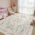 Pink Floral Area Rug 6x9, Soft Washable Girls Bedroom Rug by Dadasgk