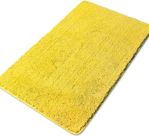 Yeaban Chenille Yellow Bathroom Rug 30"x50", Non-Slip Rubber Backing by Yeaban