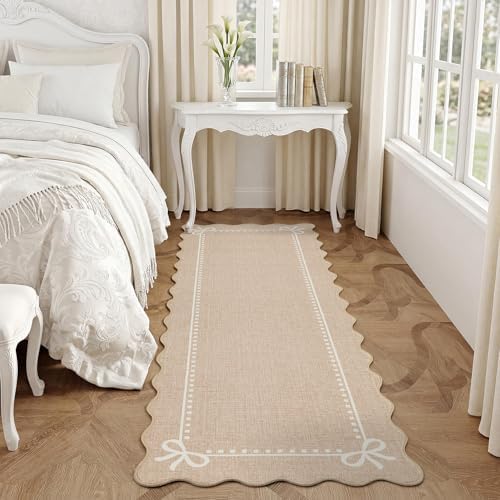 Garvee Scalloped Bow Runner Rug 2x6 Washable Kitchen Runner Rug Non-Slip - Image 2