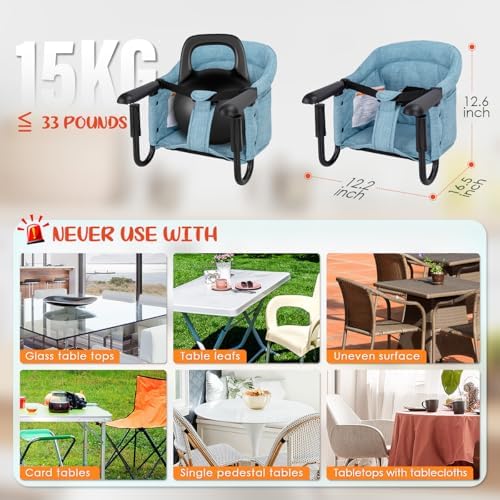 Hook On Chair with Removable Dining Tray, Portable Hook-On Chairs with Storage - Image 4