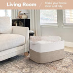 Goodpick 75L Extra Large Woven Blanket Basket, Light Brown - Image 2