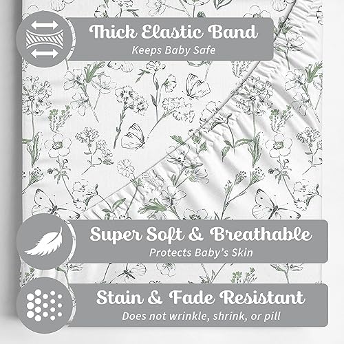 Sorrel + Fern Baby Crib Sheets Neutral, Fitted 2-Pack - Image 2