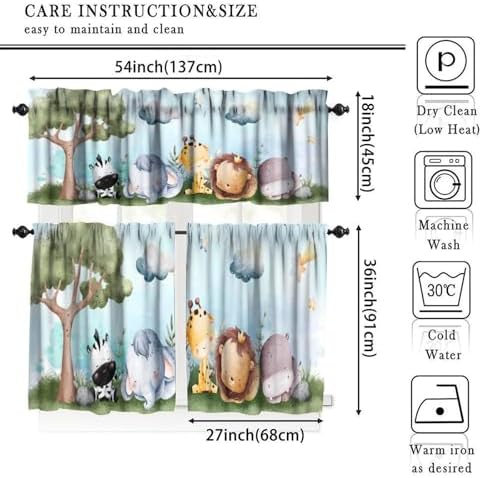 Animals Nursery Valance Curtain Baby Boy Girl Bear Fox Deer Bunny Short Half - Image 5