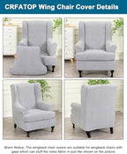 CRFATOP Wingback Chair Covers Stretch Armchair Slipcovers - Image 3