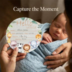 Woodland Baby Name Sign 6" Round Wood Birth Announcement - Image 2