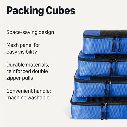 Amazon Essentials 4-Piece Packing Cubes Travel Accessories Set, Space-Saving - Image 2