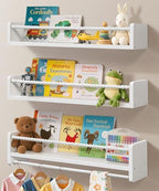 Maxpeuvon Kids Bookshelves for Wall, 23 Inch White Floating Shelf Set of 3 by Maxpeuvon
