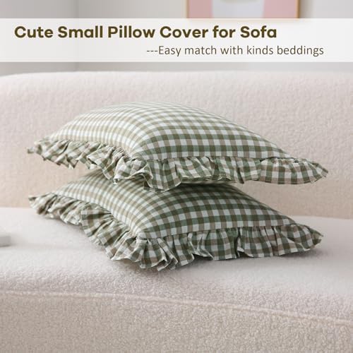 2 Pack Sage Green Gingham Lumbar Throw Pillow Shams 12''x20'' - Image 4