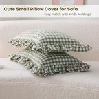 2 Pack Sage Green Gingham Lumbar Throw Pillow Shams 12''x20'' - Image 4