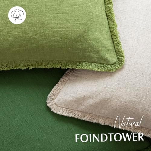 Foindtower Decorative Linen Fringe Throw Pillow Covers Cozy Boho Farmhouse - Image 4