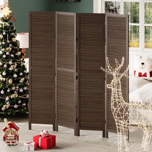 Room Dividers and Folding Privacy Screens, Wood Louvered Separators Divider Wall - Image 6