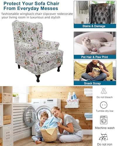 CRFATOP Wingback Chair Covers Wing Armchair Slipcovers - Image 5
