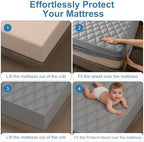 2Pack Waterproof Crib Mattress Protector, Cotton 52X28 Fitted Crib Sheets Crib - Image 5