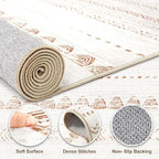 Nakagishi Boho 2x6 Runner Rug Machine Washable Rugs Non Slip Beige/Brown - Image 3
