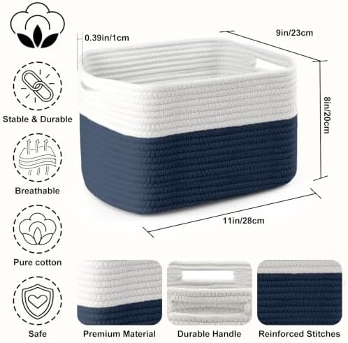 4 Pack Storage Baskets for Organizing, and Clothes, Cotton Rope Basket for - Image 2