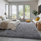 Amdrebio Grey Large Plush Shaggy Rug 6x9 - Image 3