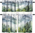 Forest Valance Curtain for Kitchen, Watercolor Style Nature Woodland Green by LOMADIA