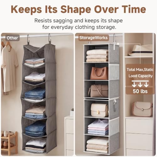 StorageWorks Hanging Closet Organizer, 6-Shelf - Image 5