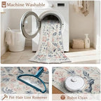 8x10 Area Rugs Boho Floral Washable Living Room Rug Neutral Carpet Bedroom - Image 5