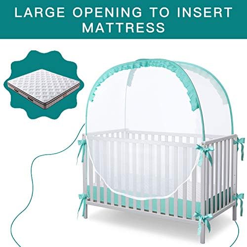 L RUNNZER Crib Pop Up Tent Baby Safety Mesh Cover Mosquito Net Toddler Bed - Image 3