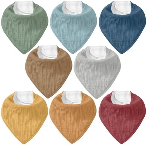 8 Pack Muslin Baby Bandana Bibs by CivaruaKids
