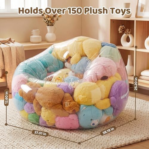 Clear Stuffed Animal Storage Bean Bag Chair - Image 2