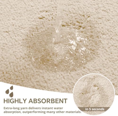 Polyester Bathroom Rug 24"x40" Beige, Non-Slip Soft Shaggy Bath Mat - Image 5