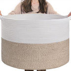 INDRESSME XXXLarge Woven Rope Blanket Basket Living Room Light Brown by INDRESSME