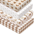 Peryiter 4 Pack Crib Sheets for Baby 52'' X 28" Brown Bear Crib Sheet by Peryiter
